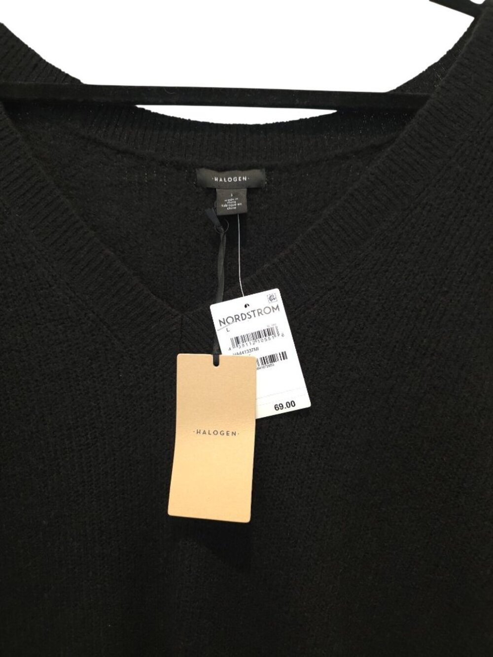 NWT Halogen Black Cozy V-Neck Long Sleeve Tunic Sweater Women's Size L - Picture 3 of 7